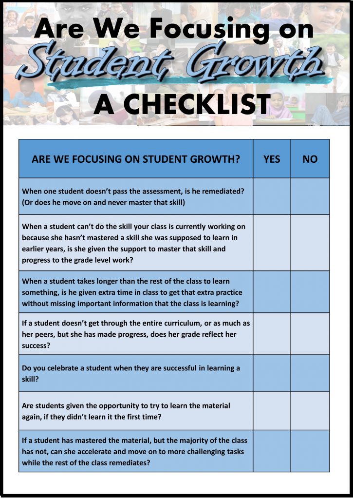 student growth checklist