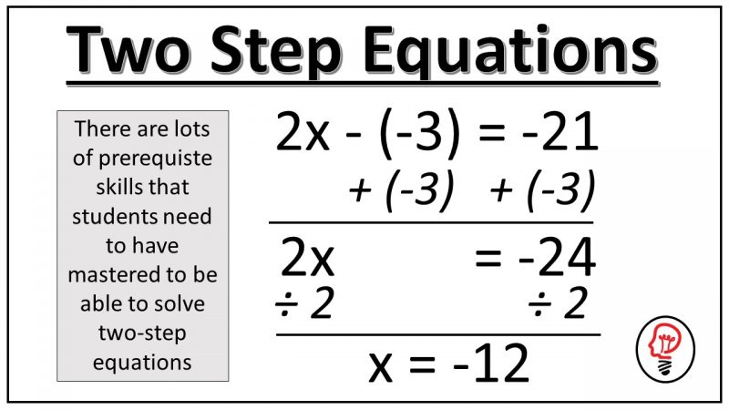 two step equations - prerequisite skills - RETHINK Math Teacher